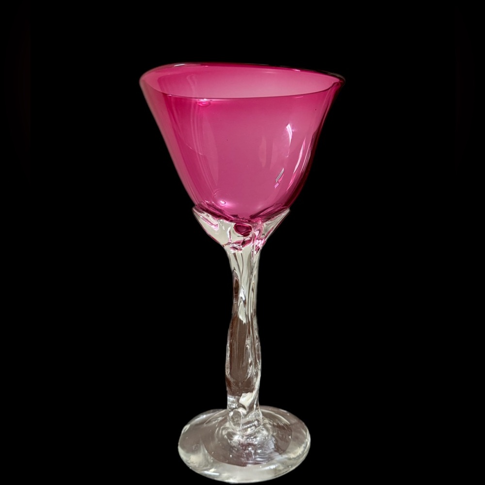 Art Glass Signed Wine glass